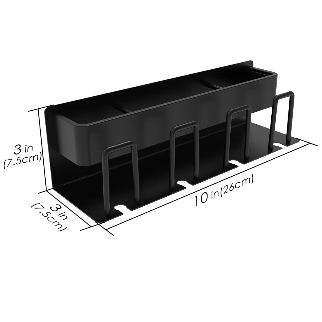 Stainless Steel Wall Mounted Toothbrush Holder for Bathroom - 4 Cup Toothbrush & Toothpaste Organizer with Razor Holder - Space Saving Shower Storage Solution - Perfect for Small Bathrooms, Apartments & Dorm Rooms (Black)