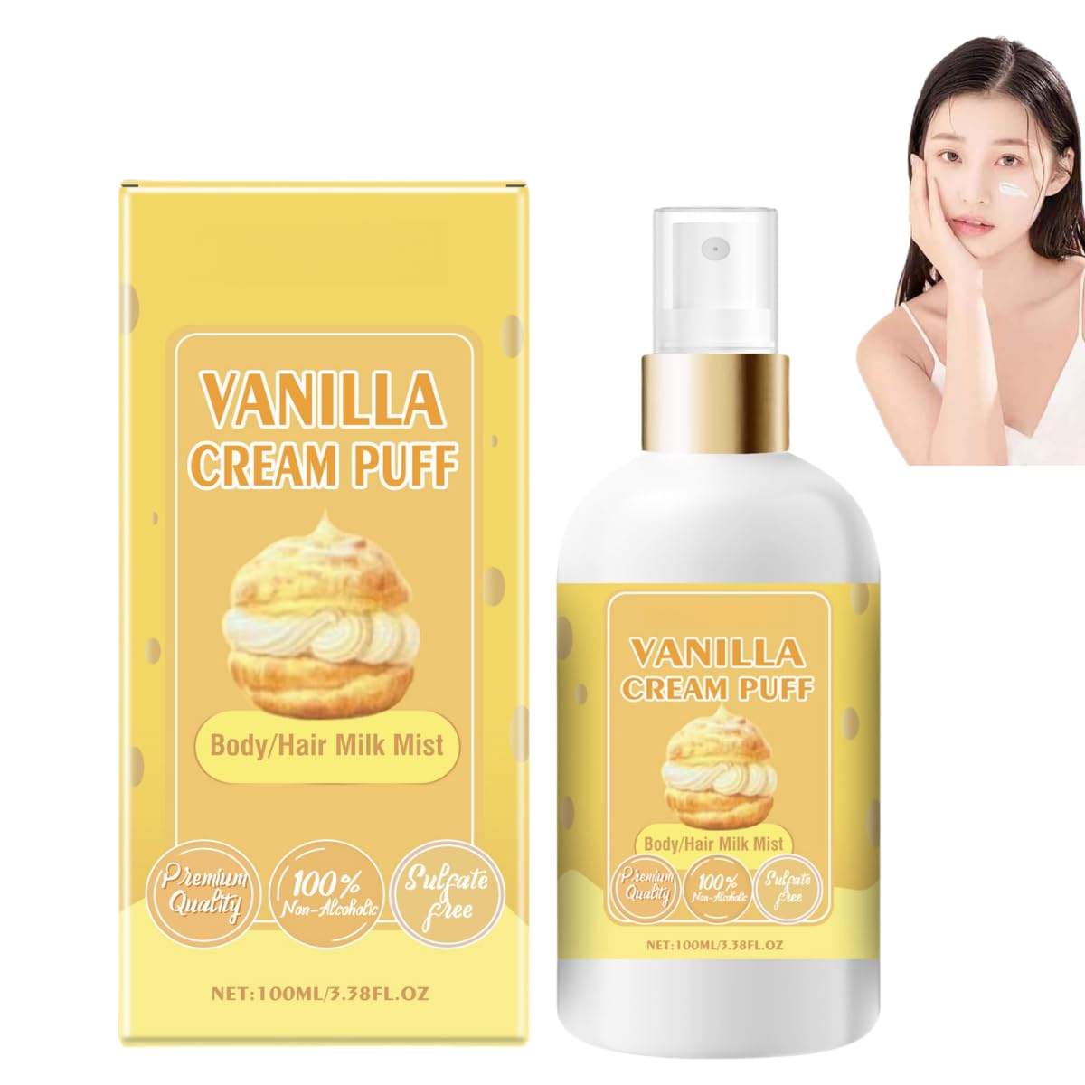 Vanilla Body & Hair Lotion Spray - Moisturizing Cream Puff Scent for Women | All Skin Types | Perfect for Daily Hydration, Post-Shower Care & On-The-Go Refreshment