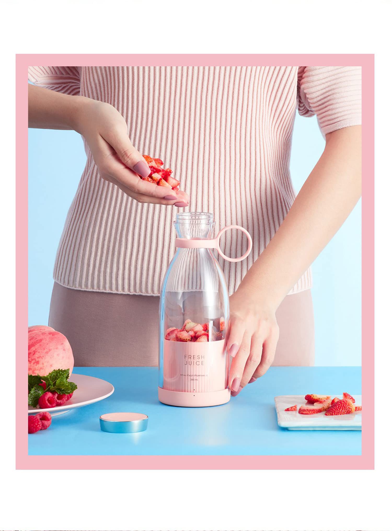 Portable USB Rechargeable Mini Blender - Personal Handheld Smoothie Maker for Shakes, Juices & Protein Drinks - Perfect for Travel, Gym, Office & Home Use