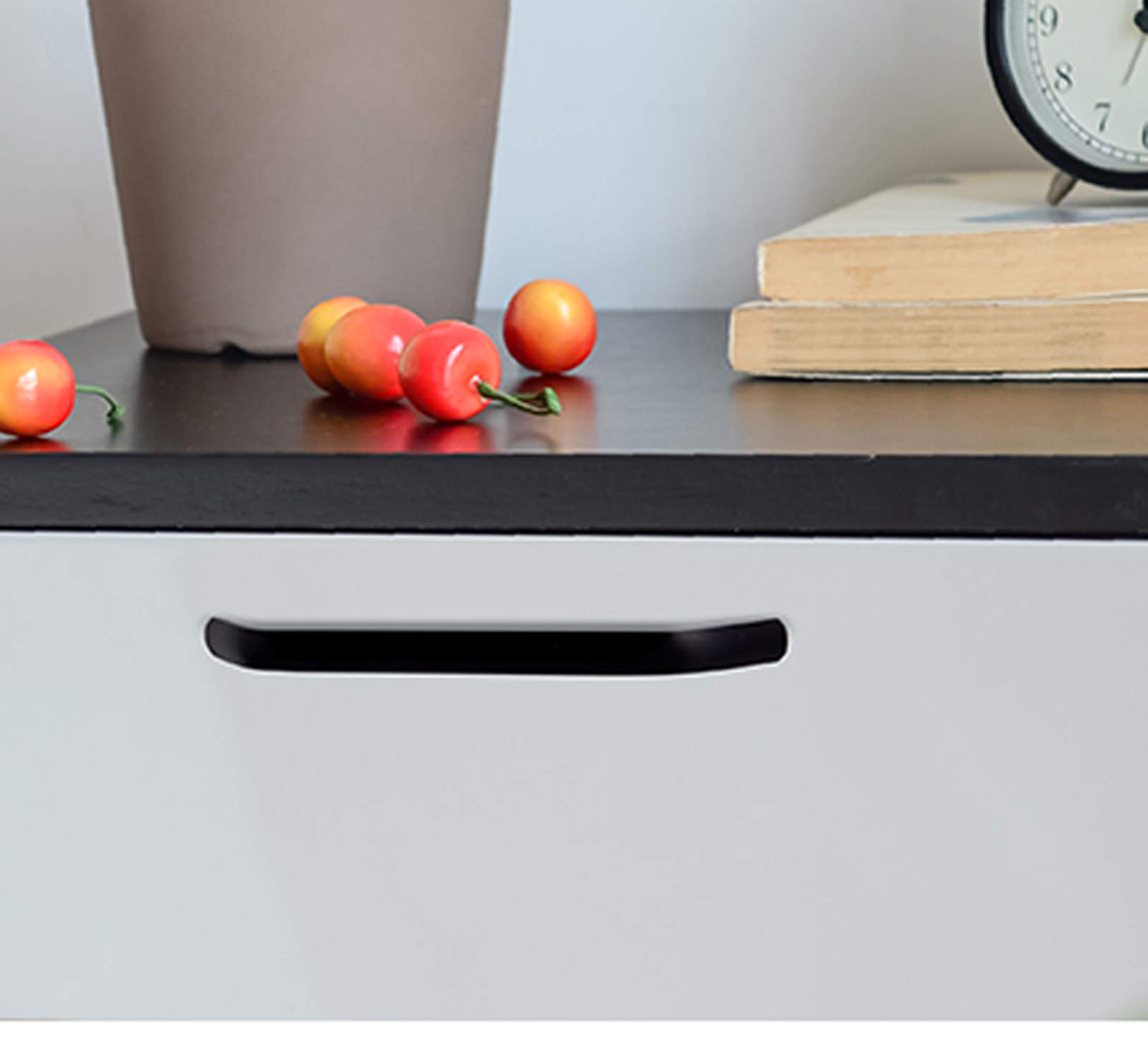 8-Piece Black Cabinet Handles & Drawer Pulls - Space Aluminum Bow Shape Knobs for Kitchen Cabinets, Cupboards & Closet Doors (256mm Hole Distance, Black) - Perfect for Modern Home & Office Furniture Upgrade