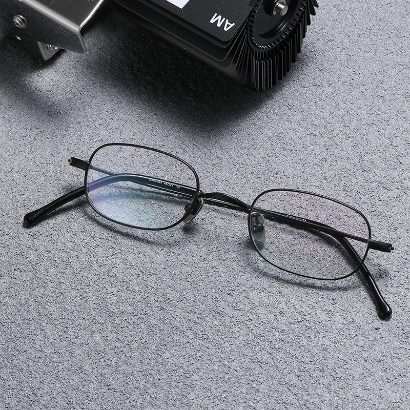 Stylish Black Titanium Oval Full Rim Eyeglasses for Women - Lightweight & Durable Frame (GS503) - Perfect for Office, Reading & Everyday Wear