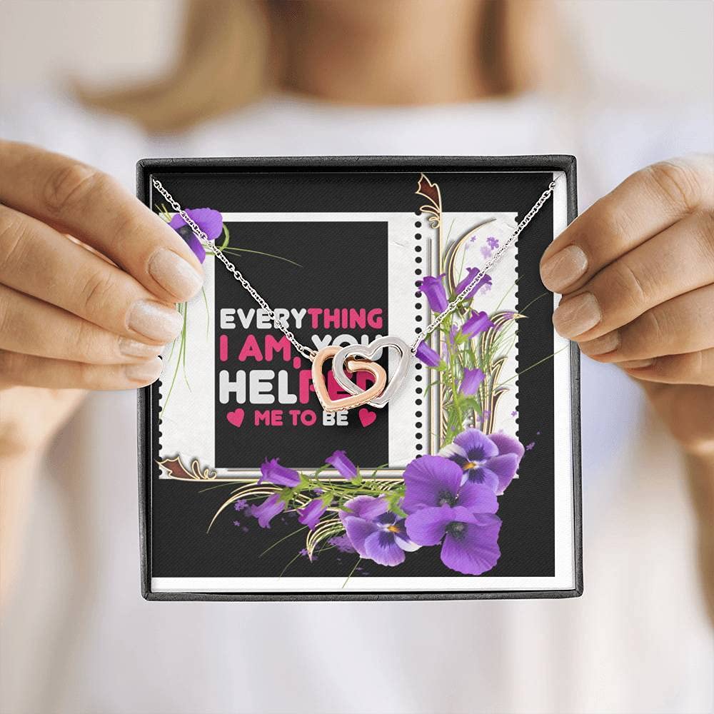 Personalized Message Card Jewelry - Inspirational Pendant Necklace 'Everything I Am You Helped Me To Be' with Gift Card | Meaningful Birthday Gift for Women, Mom, Wife | Perfect for Anniversaries, Graduations & Special Occasions