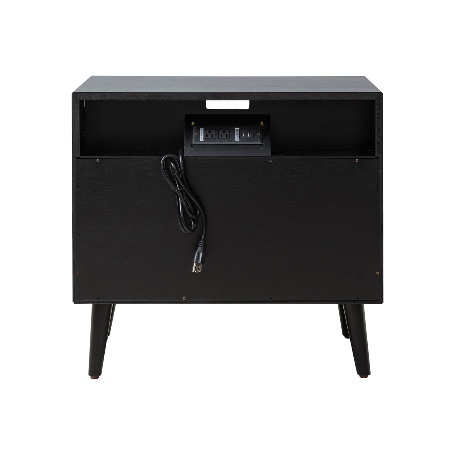 Mid Century Modern Nightstand with 2 Drawers & Built-in USB Outlets - Stylish Bedside Table for Bedroom, Living Room, or Office