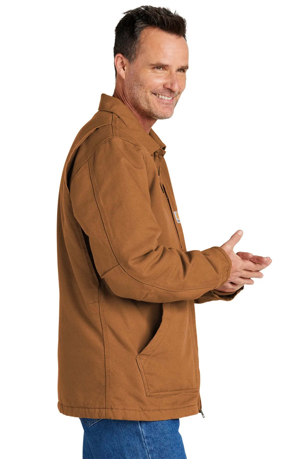 Carhartt Sherpa Lined Customized Jacket for Men & Women - Heavy Duty Work Coat in Carhartt Brown - Perfect for Construction, Outdoor Work & Winter Activities