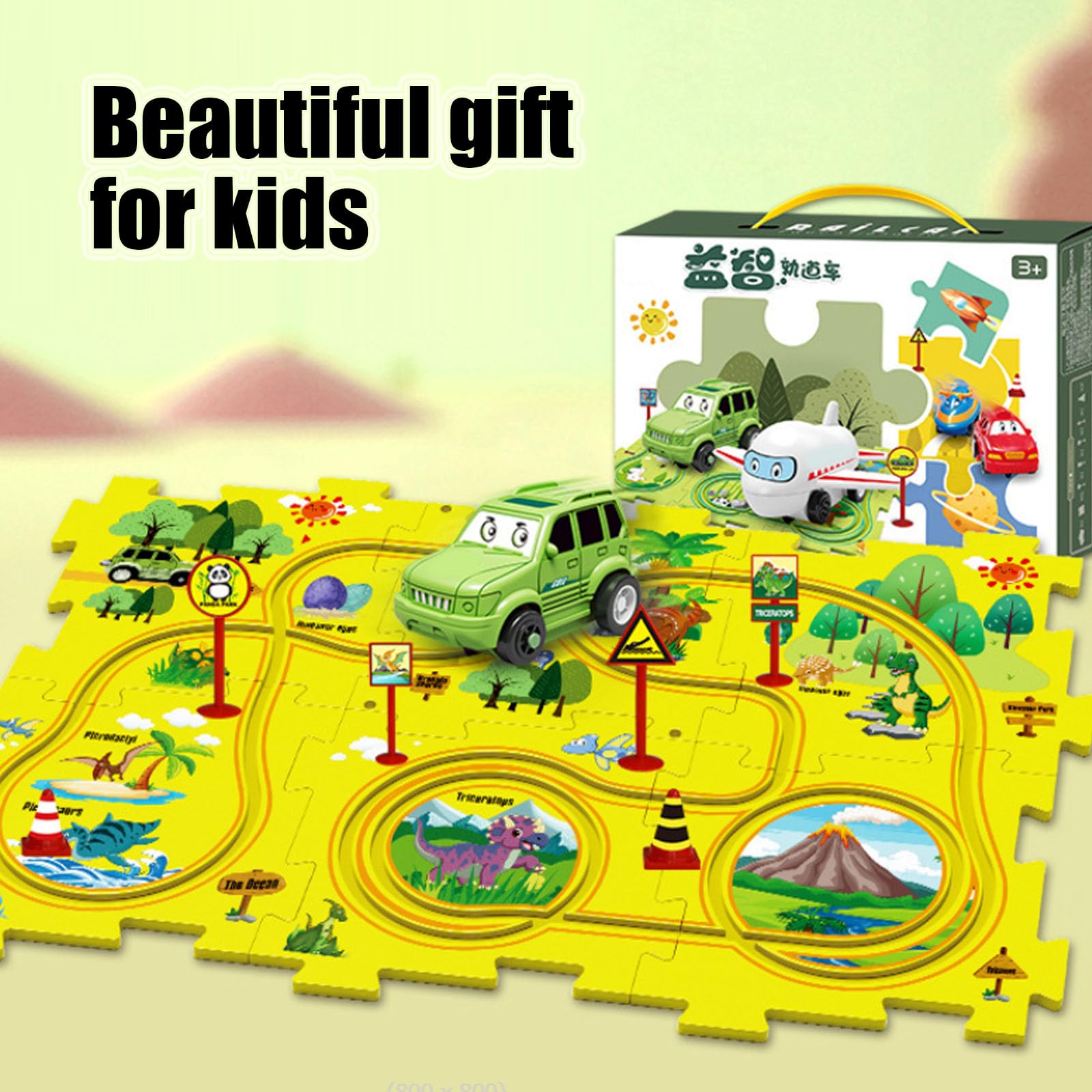 BrainTrackers - Cognitive Development Puzzle Set for Kids, DIY Electric Race Car Track Toy with 25PCS (4 Colors) - STEM Learning, Family Game Night & Birthday Gift for Boys & Girls
