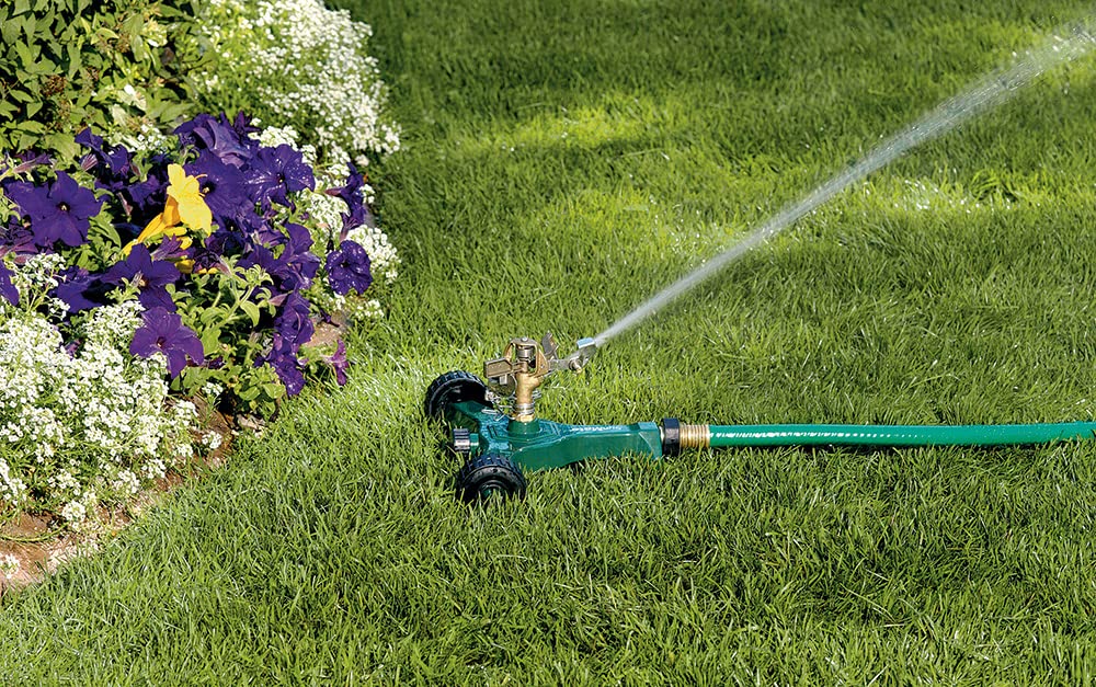 20-Pack Orbit 56186N Brass Impact Sprinkler on Wheeled Base - Heavy Duty Lawn Sprinklers for Large Yard Irrigation, Garden Watering & Farm Use - Durable Brass Construction with Adjustable Spray Pattern