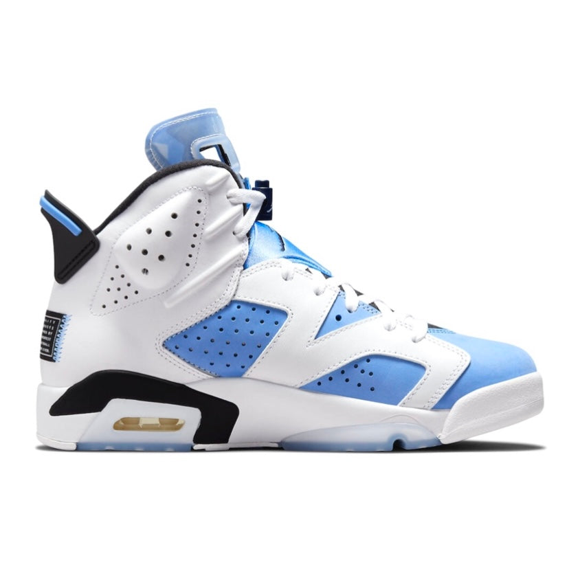 Air Jordan 6 Retro UNC University Blue White College Navy Black Men's Basketball Shoes - Perfect for Streetwear, Sneaker Collection & Basketball Games