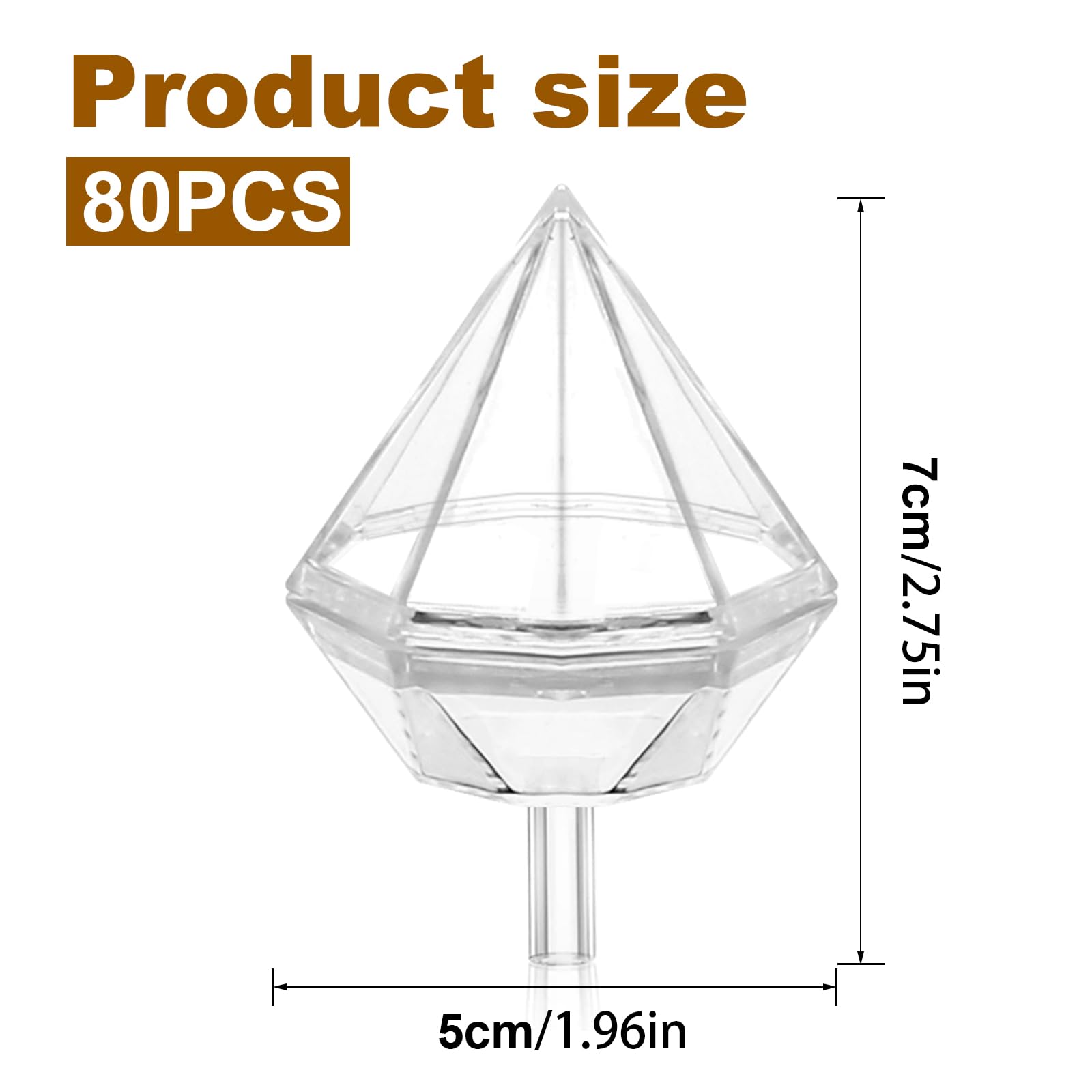 80pcs Clear Diamond Chocolate Cups - Plastic Candy Truffle Holders for Bouquet, Wedding, Birthday Party & Graduation Decor | Perfect for DIY Chocolate Arrangements & Gift Packaging