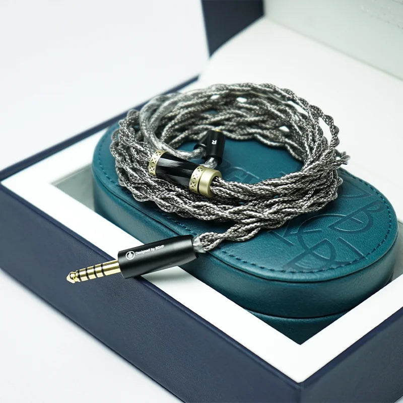 BGVP Gray Rose 5N Single Crystal Copper Silver Plated Shielded Cable - High-Quality Audiophile Headphone Cable for Enhanced Music Listening Experience