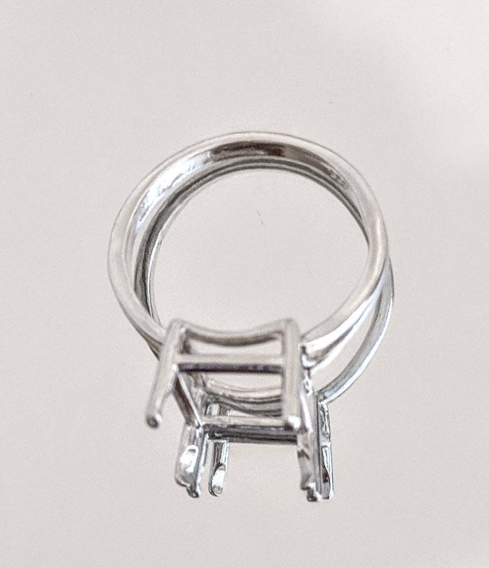 Sterling Silver 9x7mm Emerald Cut Blank Ring with Notched Shank - Size 5,6,7,8 - Jewelry Making Supplies for DIY Engagement Rings & Wedding Bands