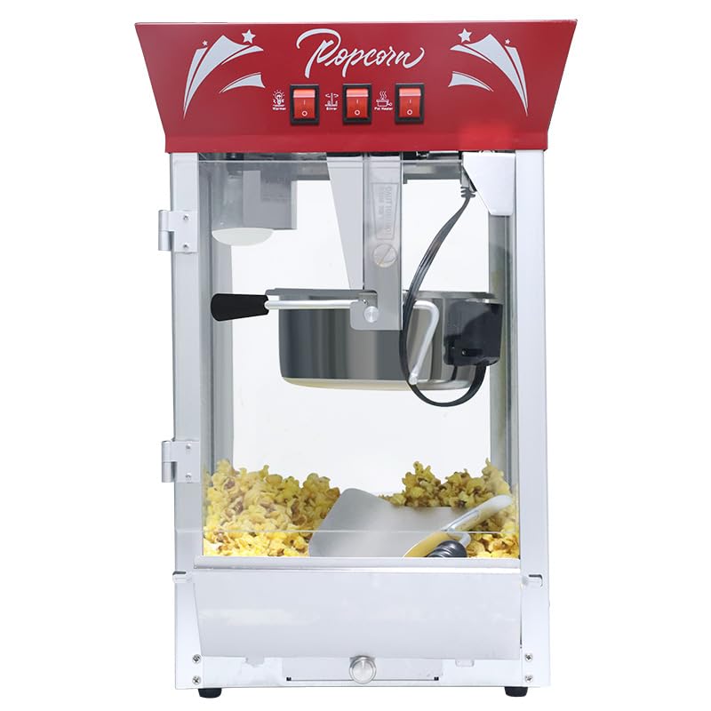 Commercial Popcorn Maker Machine - 12oz Stainless Steel Kettle with Tempered Glass, 850W Countertop Popcorn Popper with Warming Deck - Perfect for Movie Nights, Parties, Theaters, and Home Entertainment