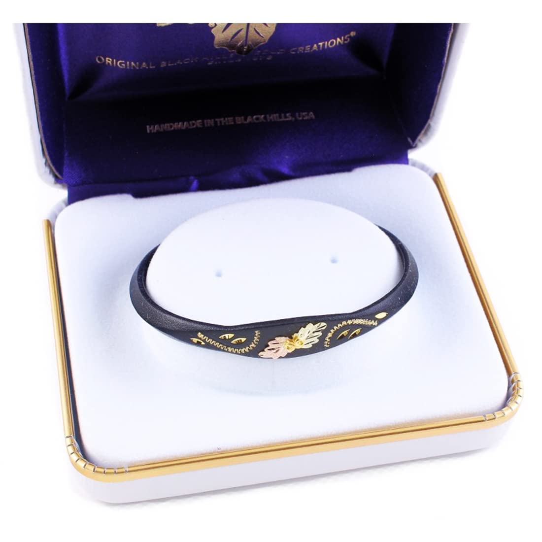 10k Yellow Gold & 12k Green Rose Gold Black Cuff Bracelet with Black Hills Gold Trim - Elegant Jewelry for Women, Perfect for Weddings, Parties & Special Occasions