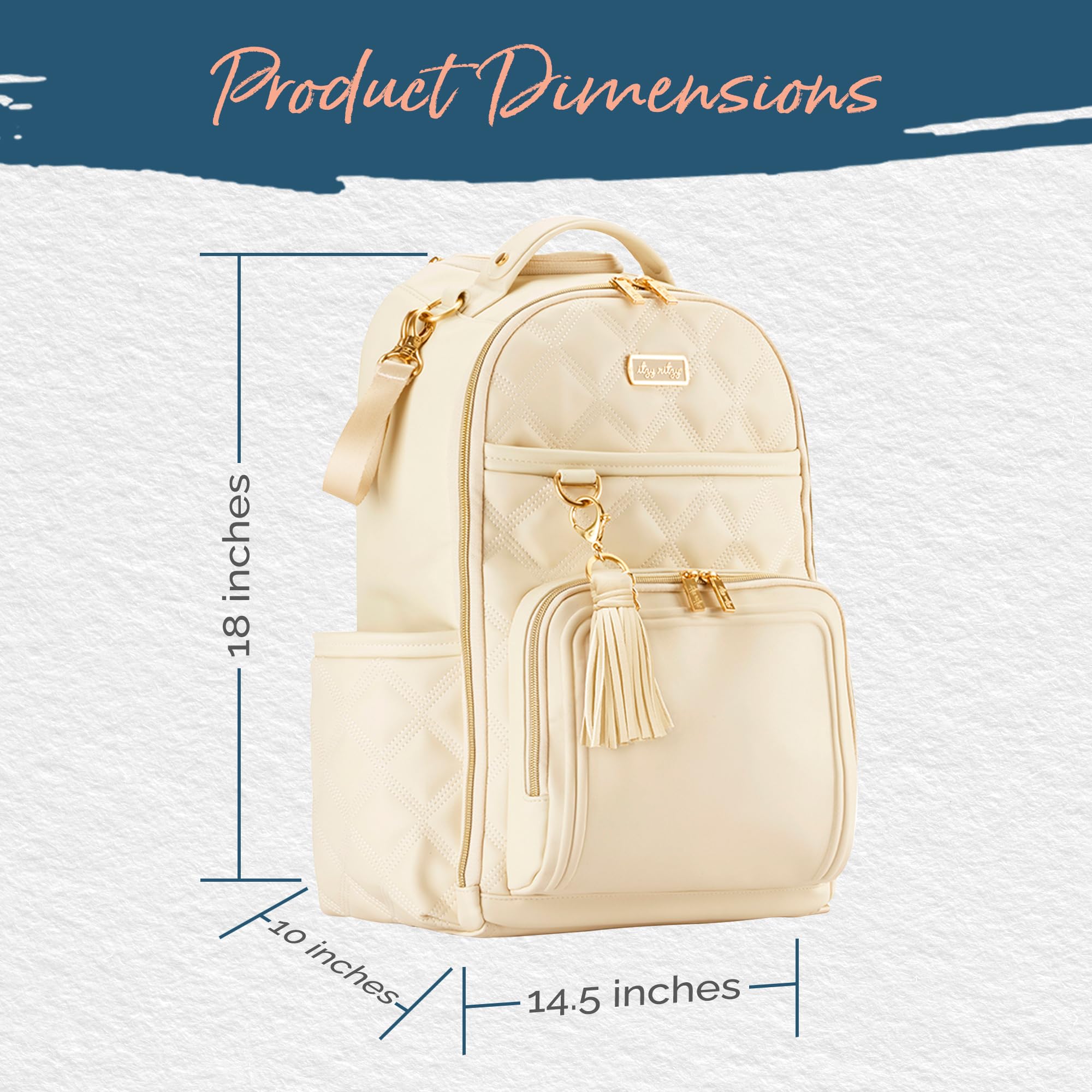 Itzy Ritzy Diaper Bag Backpack - Large Capacity Baby Backpack with 19 Pockets, Changing Pad & Stroller Clips | Comfortable Straps for Moms | Perfect for Travel, Daycare & On-the-Go Parenting (Milk & Honey)