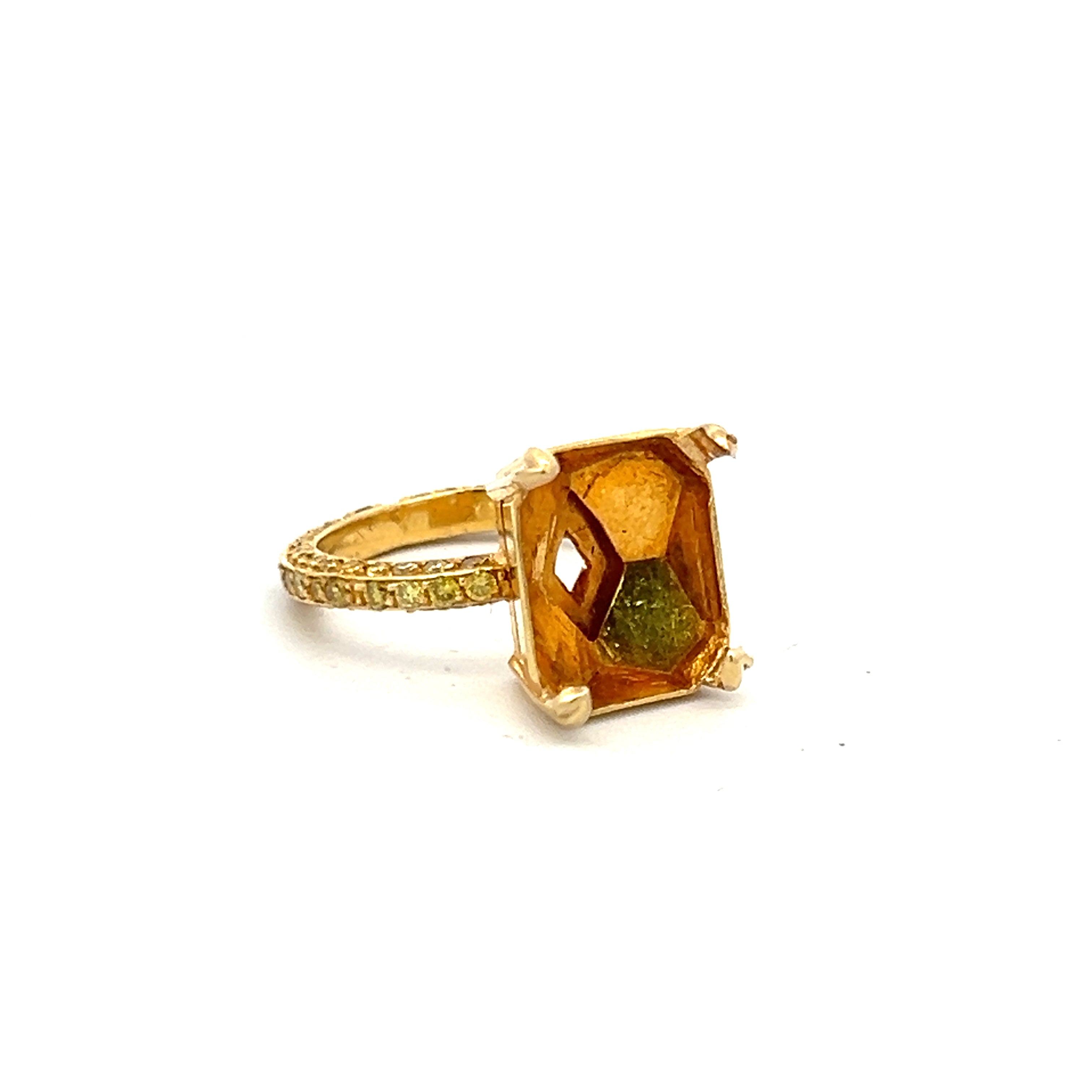 0.77 Carat Round Brilliant Fancy Yellow VS1 Diamond 18K Yellow Gold Semi Mount Engagement Ring - Perfect for Proposals, Anniversaries & Special Occasions