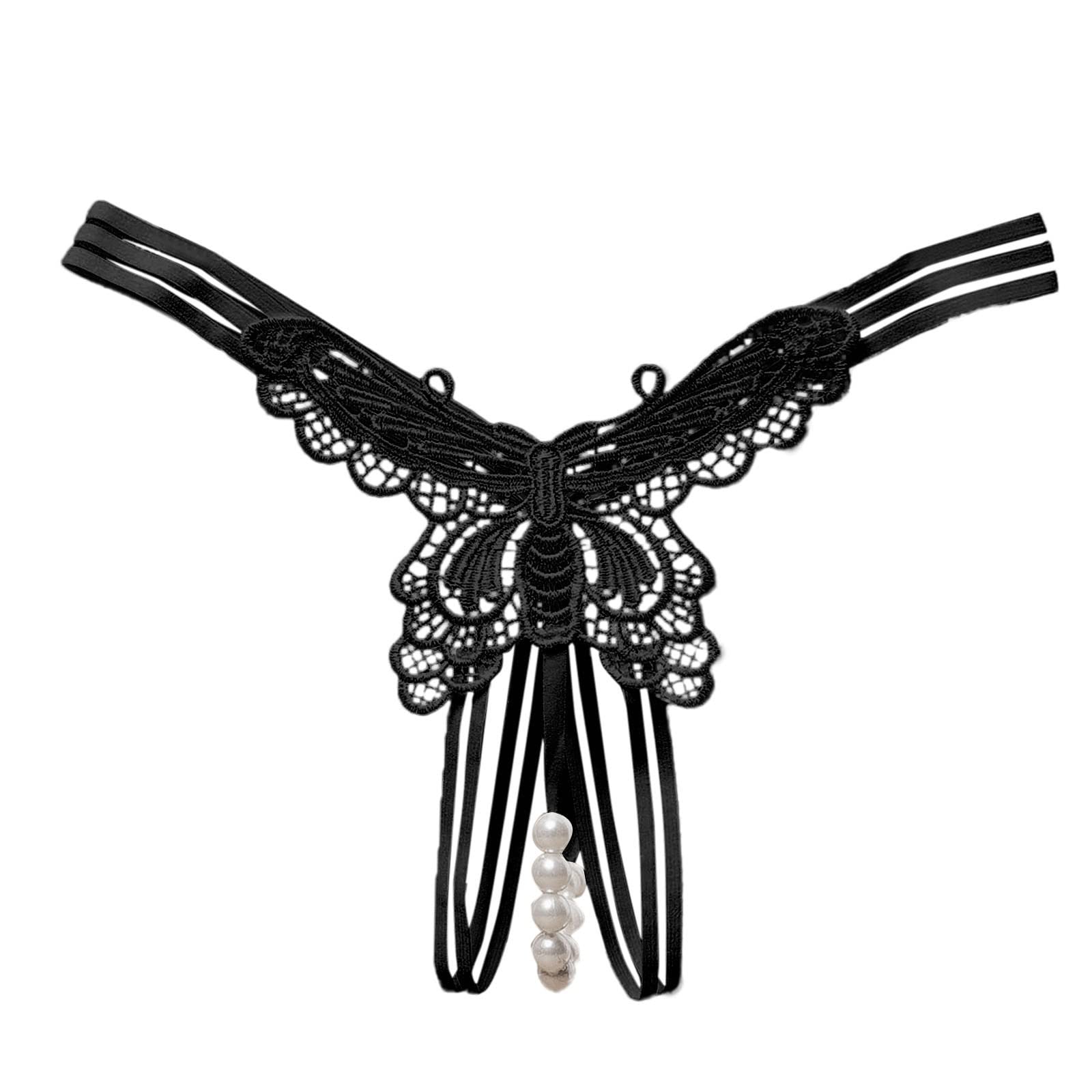 Sexy Women's Pearl Embroidered G-String Thong Panty - T-Back Design with Beaded Details, Soft Hollow Out Low Waist Underwear for Special Occasions & Romantic Nights