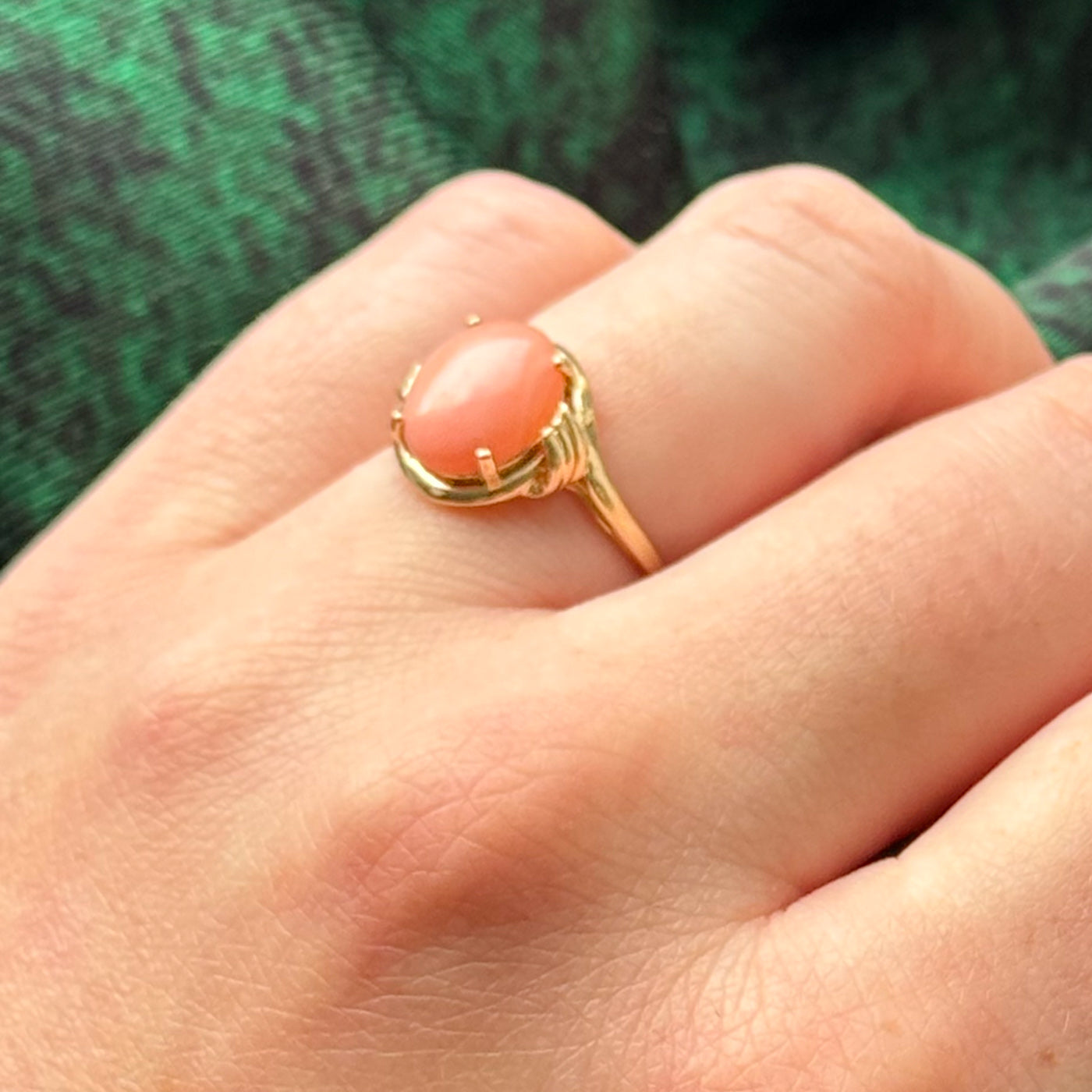 Elegant Pink Coral Cocktail Ring - 1.30 Carat Genuine Coral Stone - Size 5 - Perfect for Evening Parties, Weddings & Special Occasions