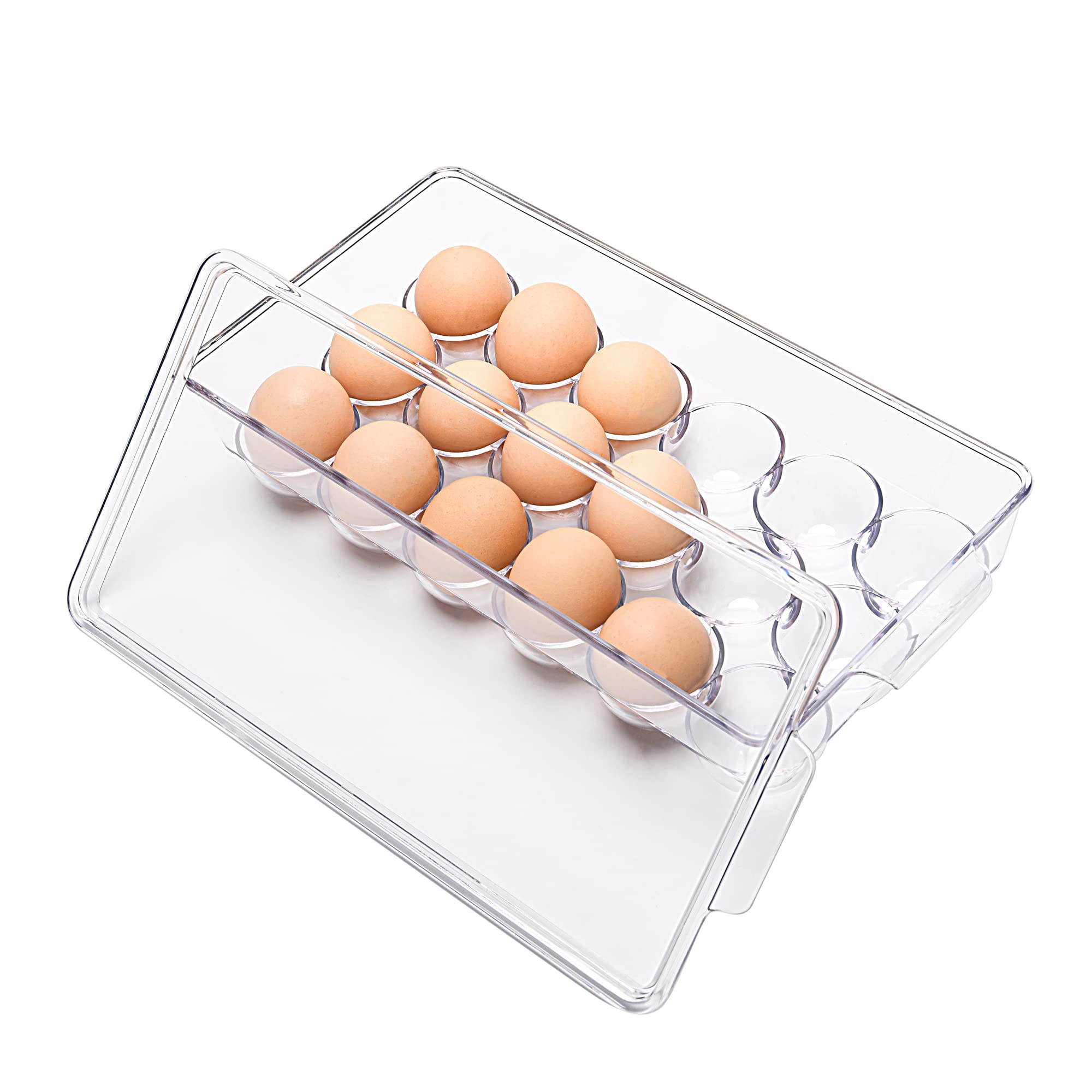 18-Slot Clear Plastic Egg Holder for Refrigerator - Stackable Fridge Organizer with Lid - Perfect for Kitchen Storage & Fresh Egg Preservation (Ideal for Home, Restaurant, and Bakery Use)