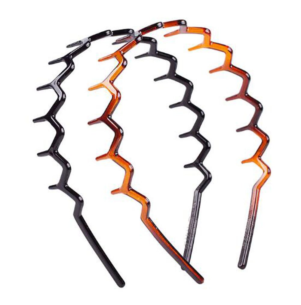 2PCS Plastic Sharks Tooth Hair Combs - Headband Hair Hoop for Women & Girls - Black + Brown Hair Accessories - Perfect for Beach, Pool, and Summer Outfits
