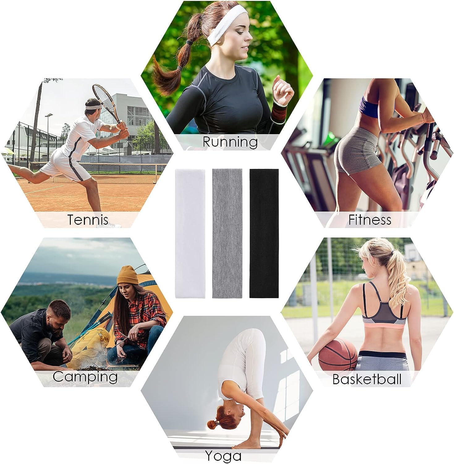6Pcs Women's Cotton Elastic Sports Headbands - Non-Slip Soft Fabric Hair Bands for Workout, Running, Gym & Yoga | Perfect for Short Hair & Active Lifestyles