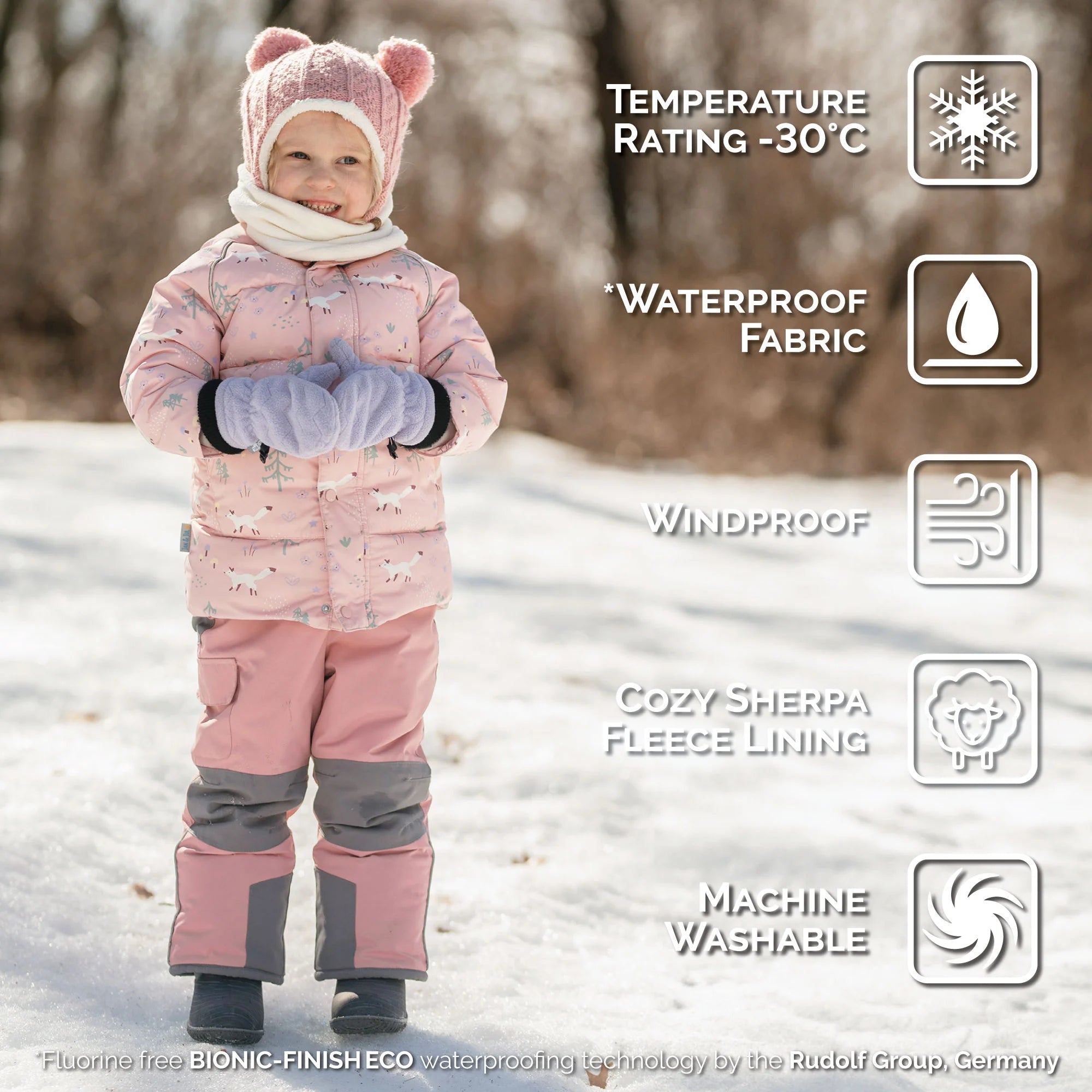 Jan & Jul Pink Forest Toasty Dry Puffy Coat - Warm Winter Jacket for Kids, Waterproof & Windproof, Perfect for Snow Play, Outdoor Adventures & Cold Weather Activities