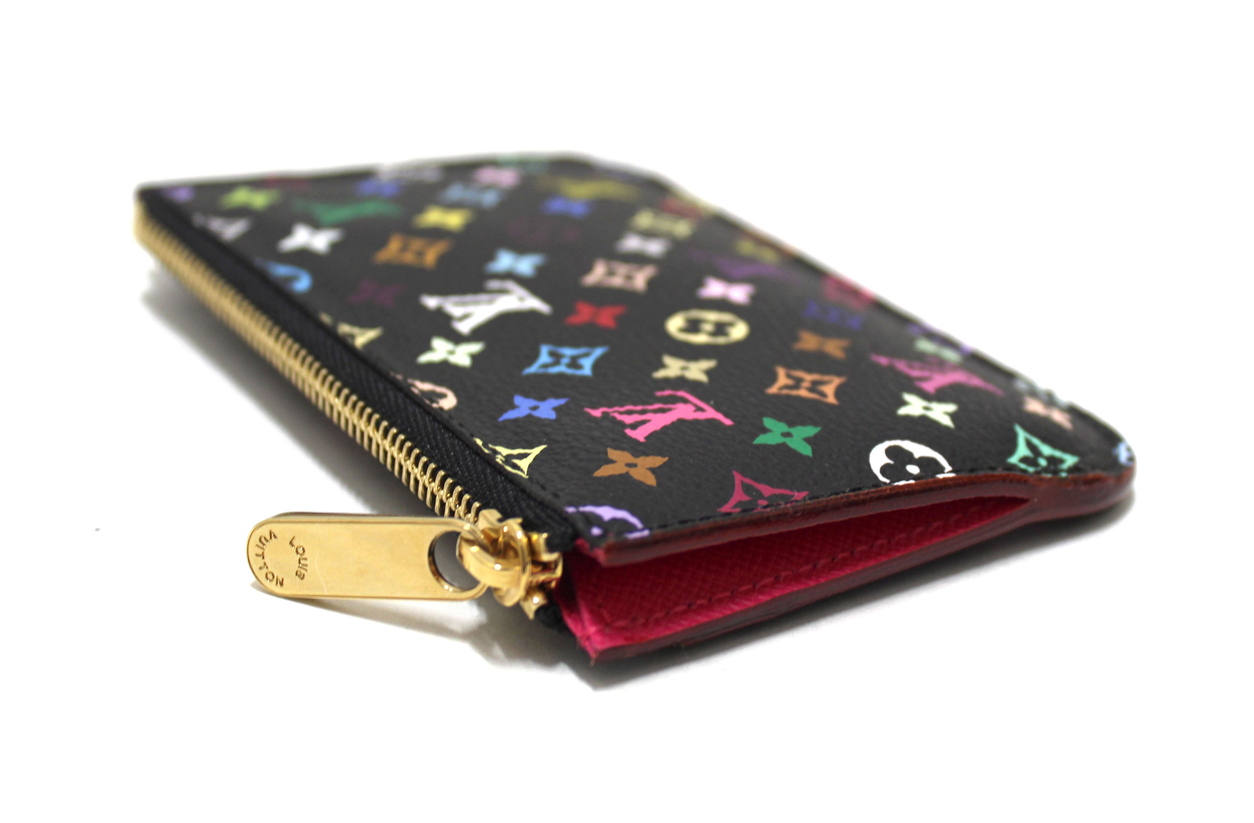 Authentic Louis Vuitton Black Multicolor Key Pouch Wallet - Compact Coin Purse & Key Holder for Women | Perfect for Everyday Use, Travel & Gift Giving