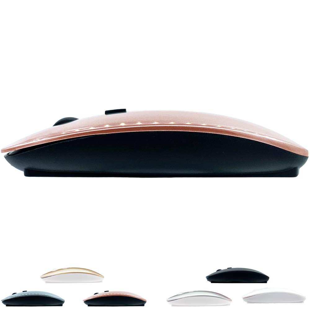 Wireless Bluetooth Mouse for MacBook Pro/Air, iPad, PC & Laptop - Rechargeable, Silent Click, Ergonomic Design (Pink-Black) - Perfect for Office Work, Travel & Home Use