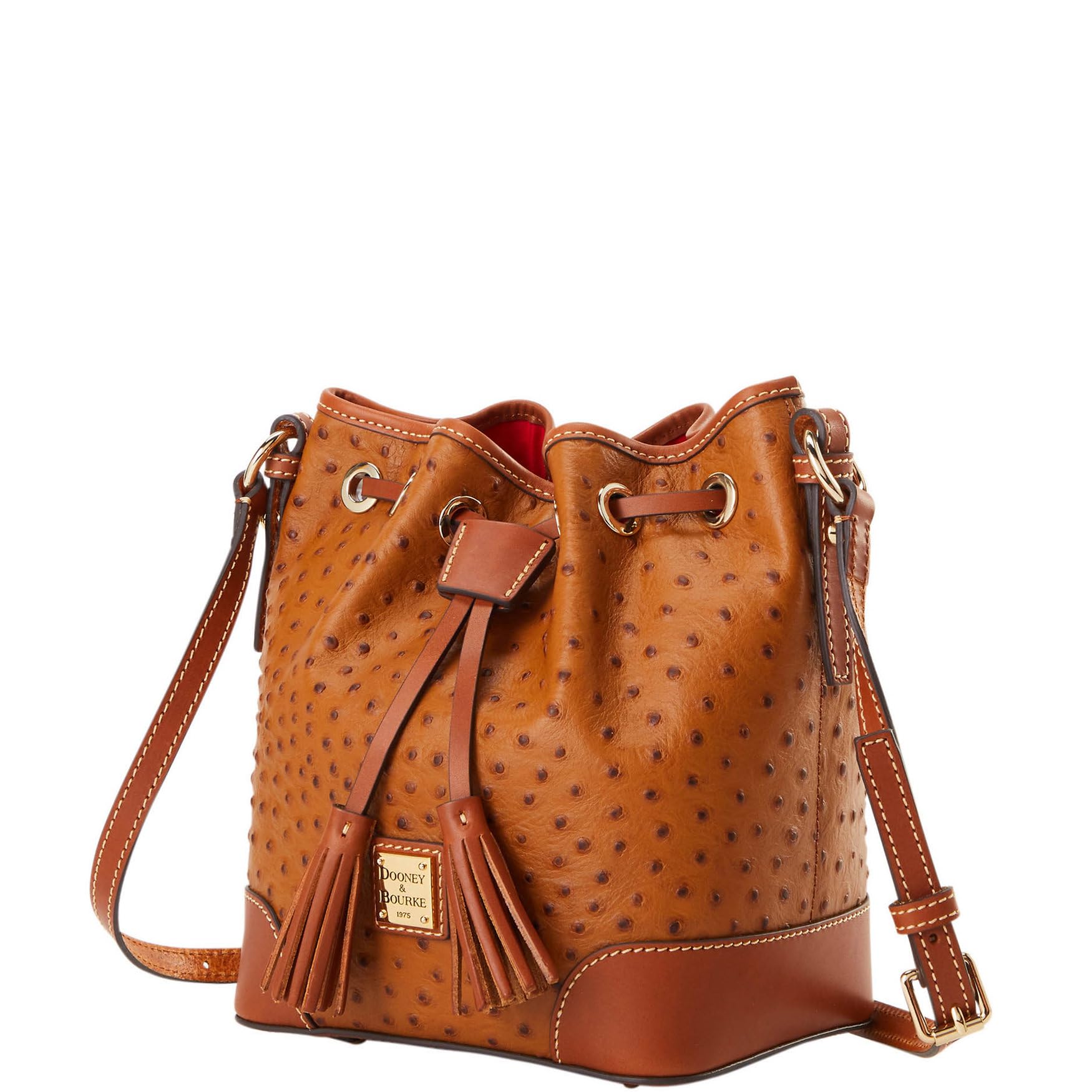 Dooney & Bourke Women's Ostrich Leather Crossbody Handbag with Drawstring Closure - Perfect for Work, Travel & Everyday Use