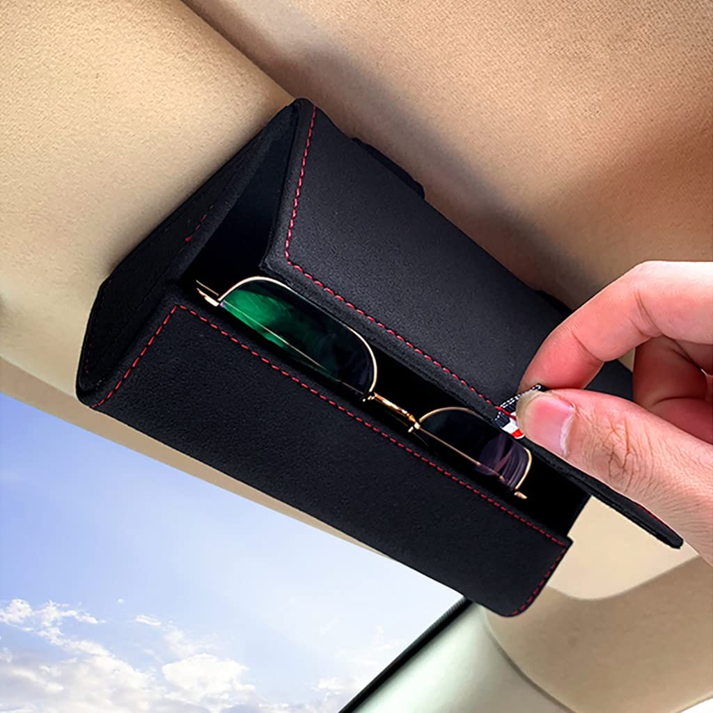 Magnetic Car Sunglass Holder with Hidden Closure - Universal Eyeglass Organizer & Protective Box for Car, SUV, RV, Truck (Black) | Perfect for Road Trips & Daily Commute