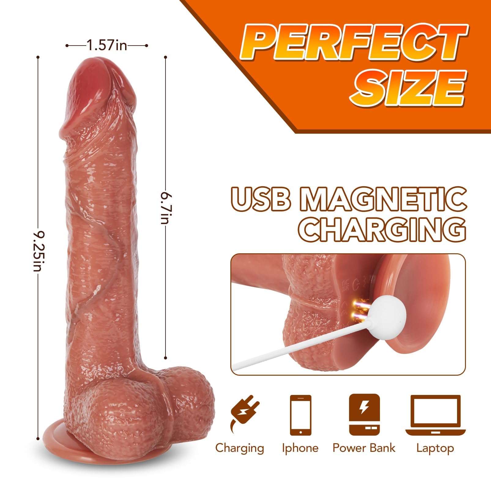 Realistic Thrusting Dildo Vibrator - UTIMI 9 Inch Silicone Adult Toy with 8 Vibration Modes, Suction Cup & Remote Control for G Spot, Clit & Anal Stimulation - Perfect for Couples Play & Solo Pleasure