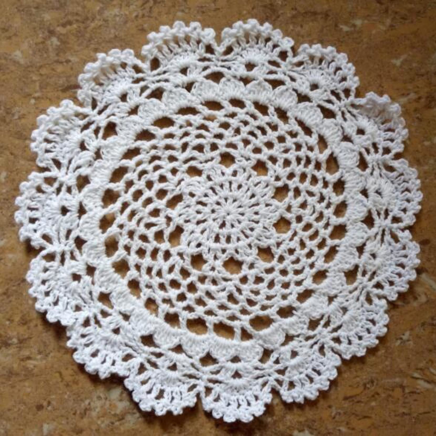 3-Piece Round Lace Cotton Table Placemats Set - Elegant Crochet Coasters for Drinks, Cups, Mugs, Tea & Coffee - Perfect for Dining, Kitchen Decor and Special Occasions
