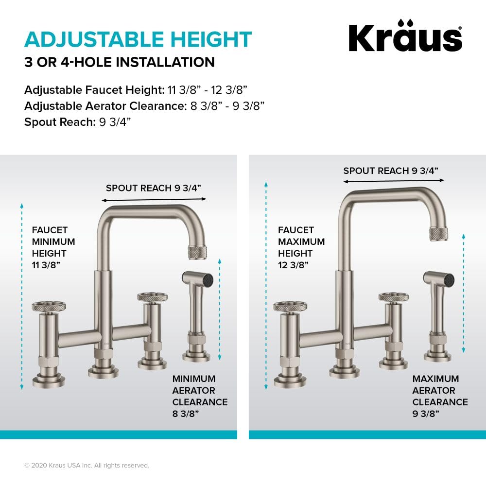 KRAUS Urbix Industrial Bridge Kitchen Faucet with Water Filter - Matte Black & Red Finish | KPF-3125-FF-101MBRD | Perfect for Modern Farmhouse & Industrial Style Kitchens