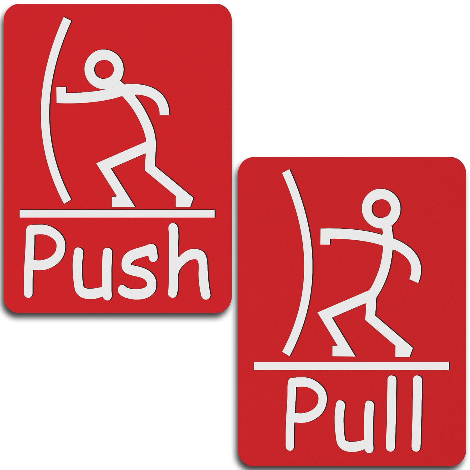 Fun Push Pull Door Sign (Red) - Durable & Decorative for Offices, Restrooms & Homes - Perfect for Clear Directional Signage