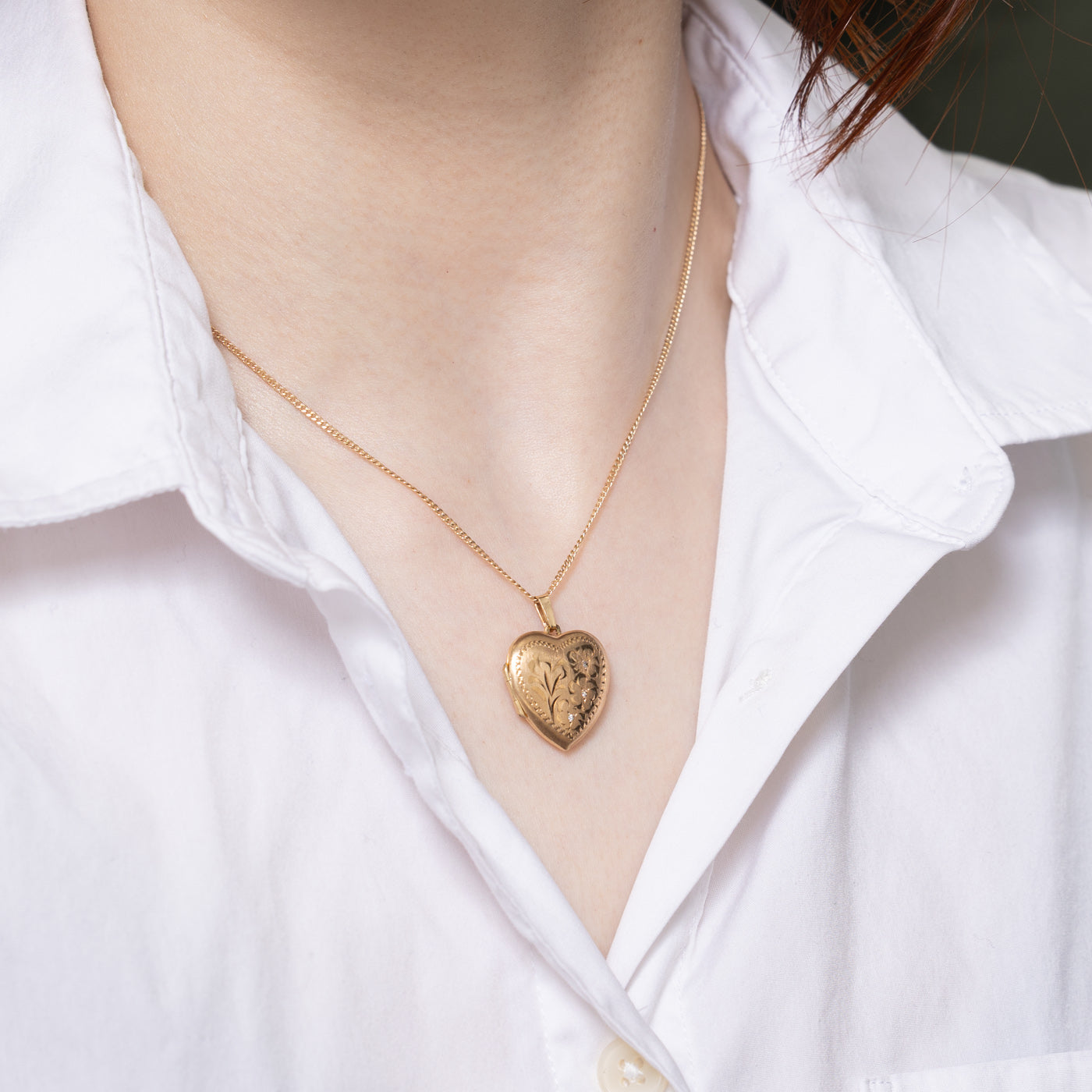 Diamond Floral Engraved Heart Locket Pendant | 0.02ctw | Elegant Jewelry Gift for Women | Perfect for Valentine's Day, Anniversary & Special Occasions