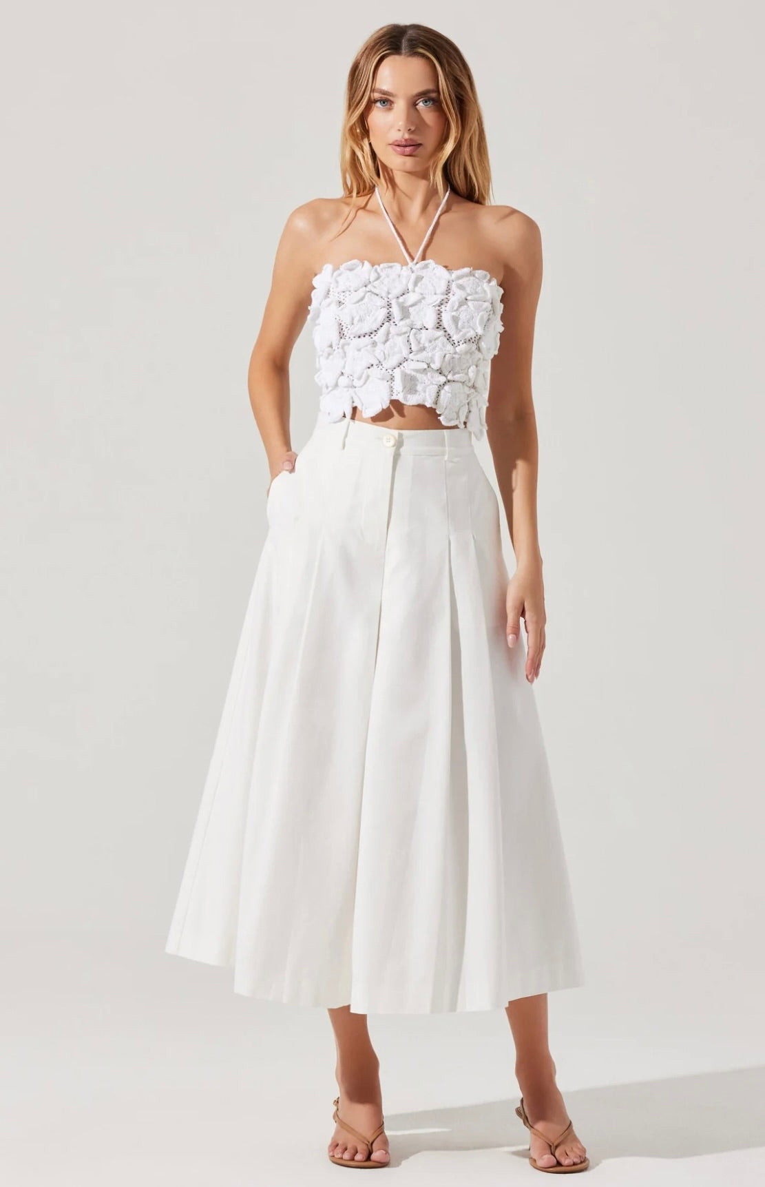Rowen Pleated Culotte Pants for Women - High Waisted Wide Leg Palazzo Pants - Comfortable Office Work & Summer Casual Outfits