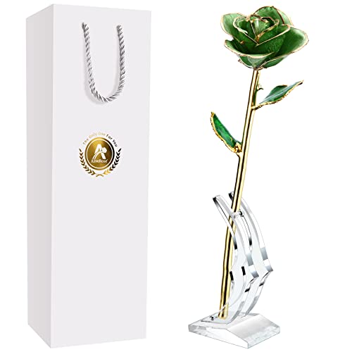 5.green Rose With Stand