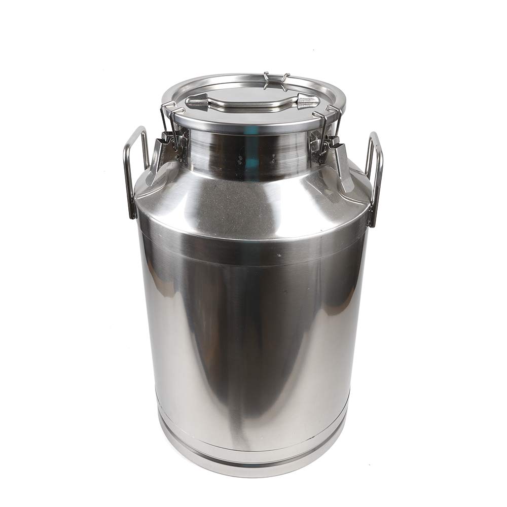 60L/15.85 Gallon Stainless Steel Milk Can with Silicone Seal - Food Grade Transport Barrel for Milk, Oil, Wine - Durable Pail Bucket Jug for Farm, Brewery & Commercial Use