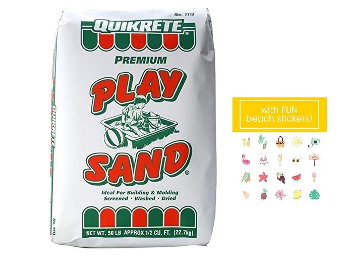 50 LB Premium Grade Quikrete Play Sand - Safe Non-Toxic Sand for Kids Sandbox, Arts & Crafts, Sensory Play | Ideal for Outdoor & Indoor Activities | Includes Free Summer Stickers by Home and Country USA