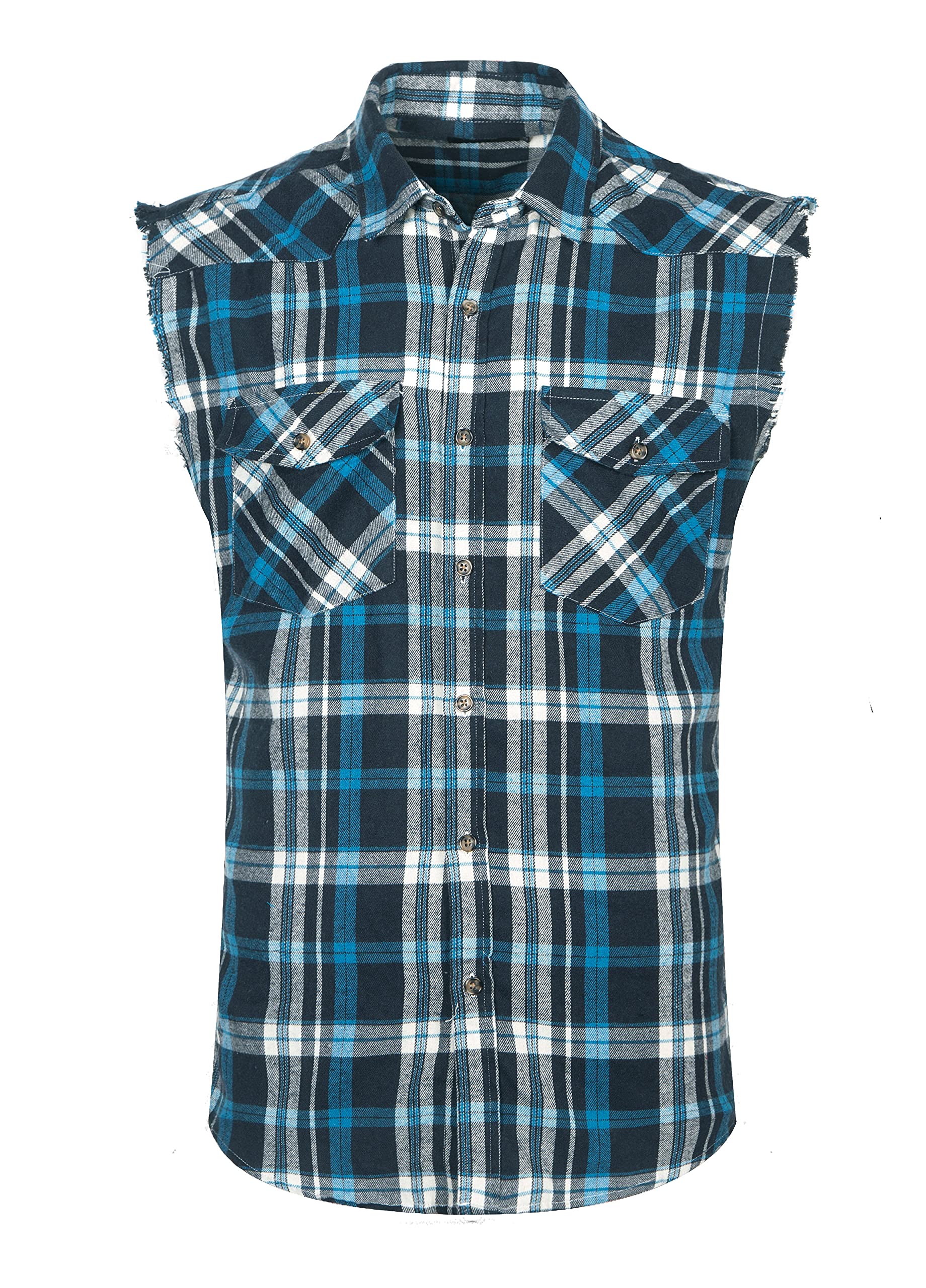 Nutexrol Men's Casual Flannel Plaid Shirt - Sleeveless Cotton Vest for Big & Tall - Comfortable Summer Wear for Outdoor Activities & Layering