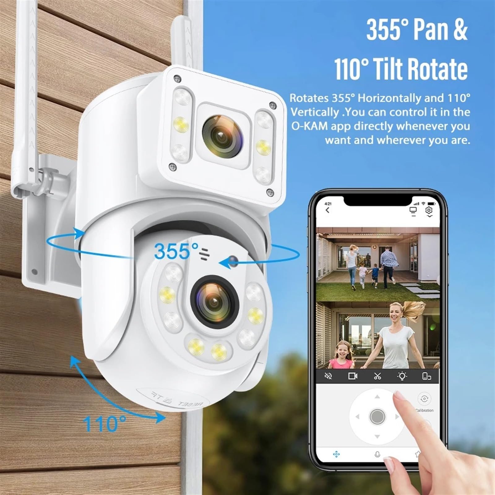 JOLIANE 8MP Dual Lens PTZ Outdoor Security Camera with Human Detection Tracking, Waterproof, Full Color Night Vision - Ideal for Home Surveillance & Property Protection (1PCS 8MP Camera)