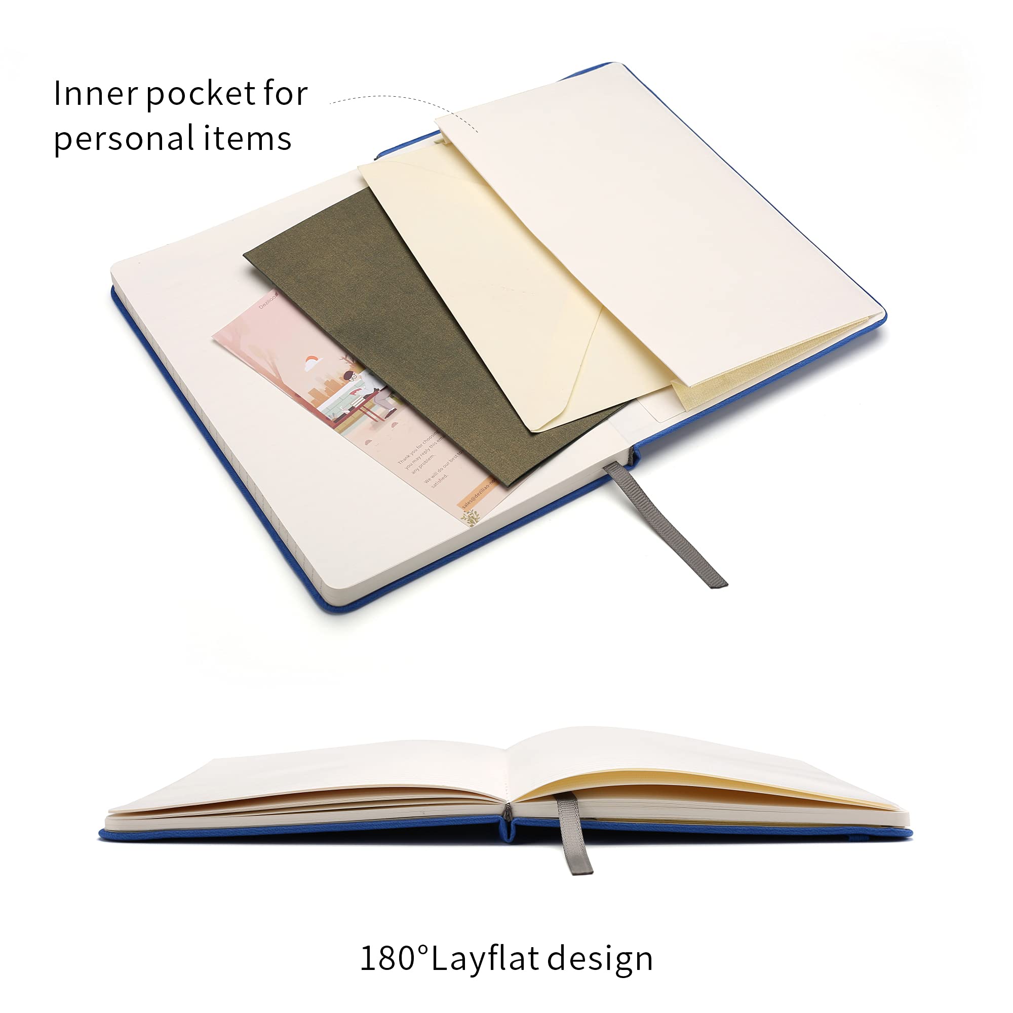 Premium Hardcover Notebook Journal - 160 Pages Lined Writing Notebook with Pocket, 100GSM Thick Paper, 5.7