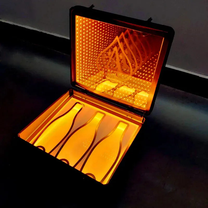 3 Bottle LED Ace of Spade Champagne Suitcase - VIP Wine Presenter Box with Glow Lights, Luxury Display Case for Nightclub, Party, Wedding & Special Events - Perfect for Celebrations, Gifts & VIP Entertainment