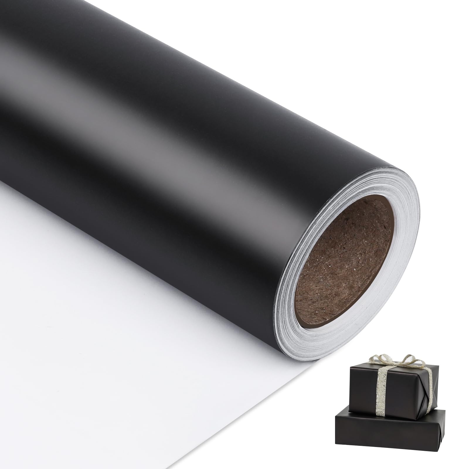 Premium Matte Metal Black Wrapping Paper - 17.5