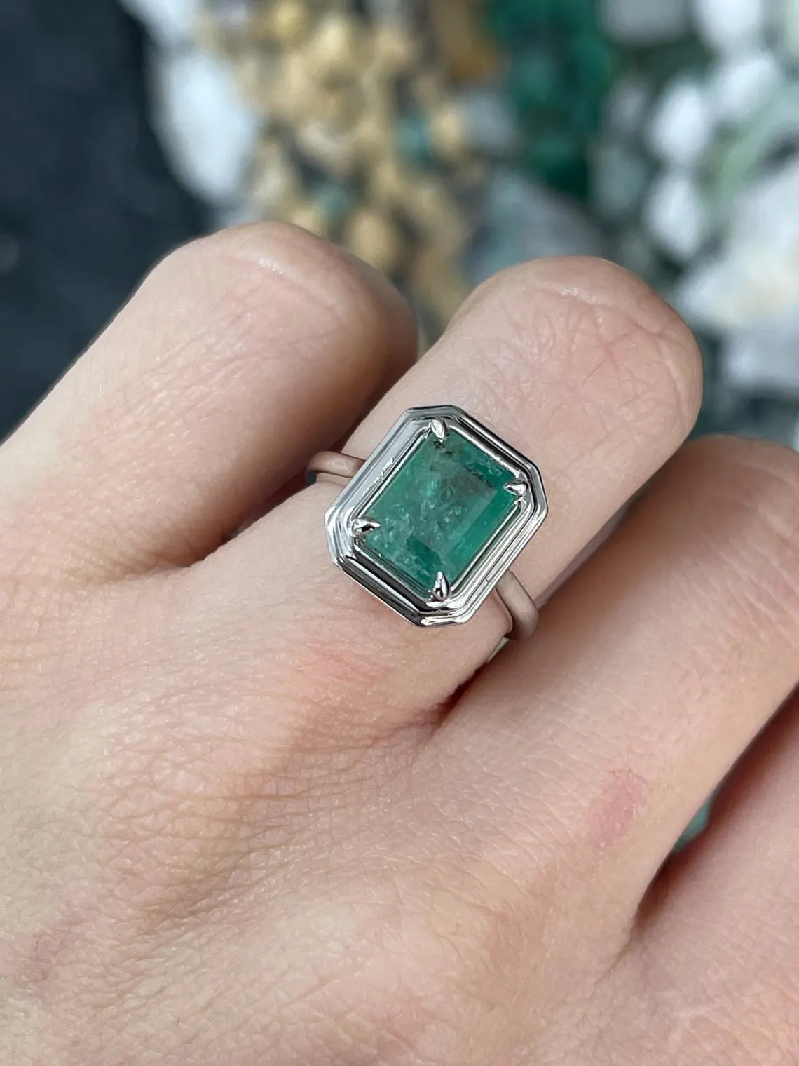 2.75ct Natural Emerald Solitaire Ring - Emerald Cut Engagement Ring for Women - Perfect for Weddings, Anniversaries & Special Occasions