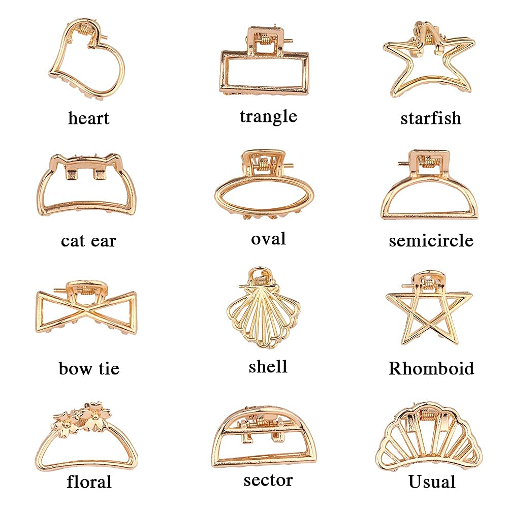 APSAMBR 5-Pack Gold Metal Hair Clips - Non-Slip Jaw Clips for Women & Girls, Strong Grip Hair Clamps for Thick Hair, Perfect Hair Accessories for Work, School, Parties & Everyday Styling
