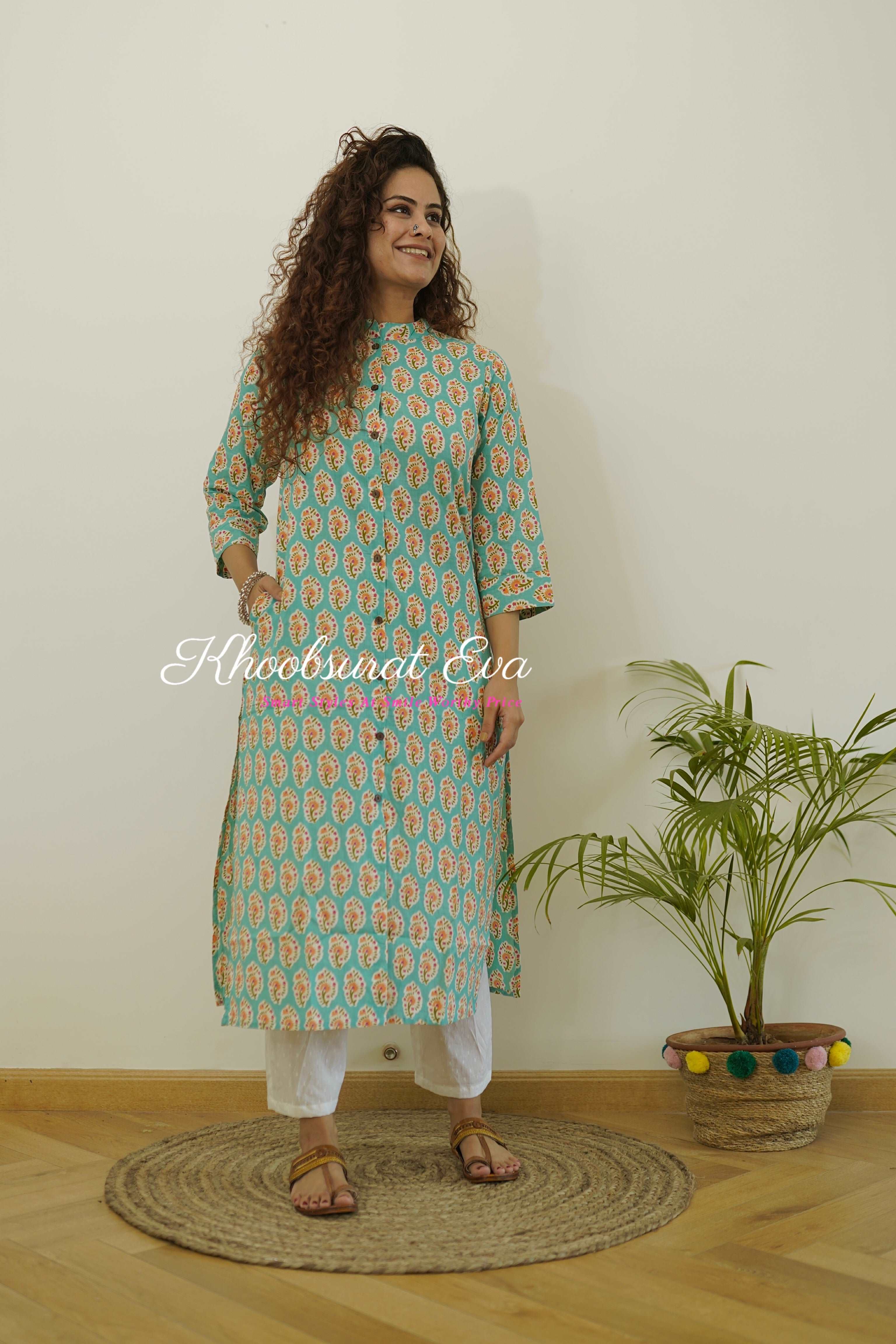 Handmade Block Print Jaipur Cotton Kurta for Women - Traditional Indian Tunic Top for Casual Wear & Festivals | Perfect for Boho, Ethnic & Summer Outfits