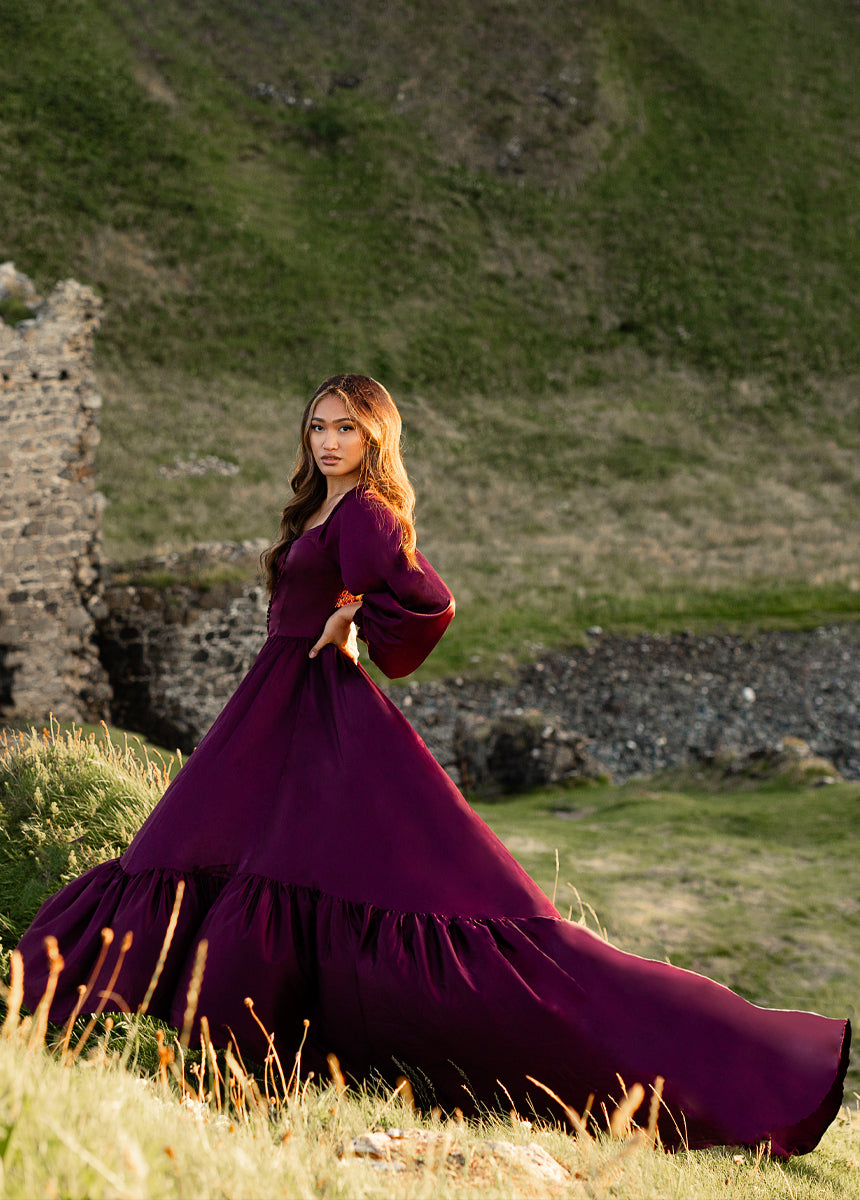 Lorna Impact Dress in Plum - Elegant Women's A-Line Dress for Parties, Weddings & Special Occasions