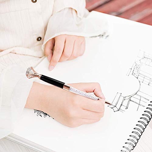 Sun Kea 3-Piece Luxury Crystal Diamond Ballpoint Pens - 1.0mm Black Ink Fine Point Writing Pens - Elegant Office Gift Set for Women, Business Professionals & Students (Perfect for Meetings, Journaling & Special Occasions)