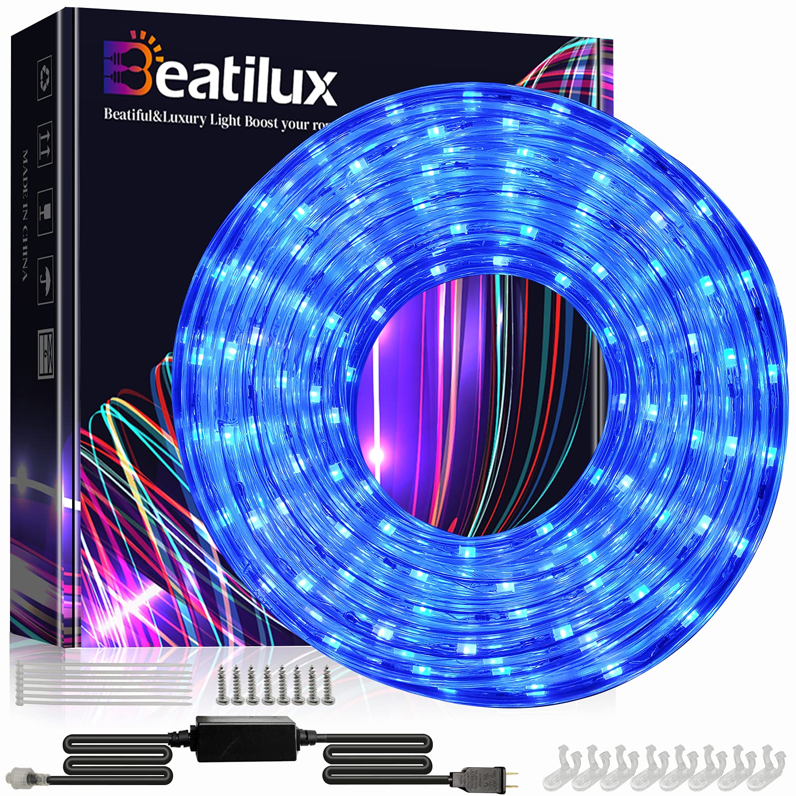Beatilux 40FT LED Rope Lights Outdoor Waterproof - Flexible & Cuttable Strip Lights for Garden, Pool, Bedroom, Stairs - Christmas Holiday Decorations - Perfect for Patio, Wedding, Party & Landscape Lighting