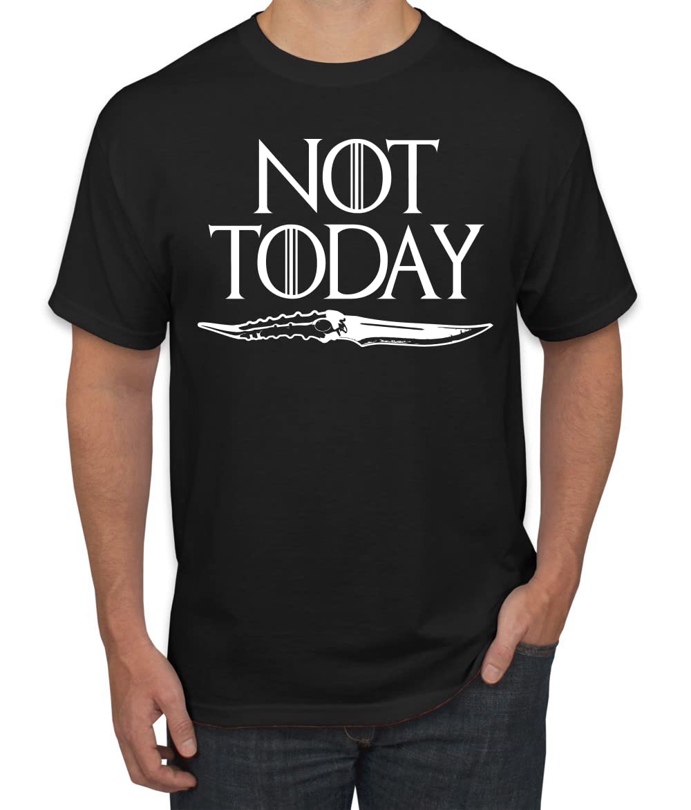 Not Today Arya Dagger Game of Thrones Stark Fan Graphic T-Shirt for Men - Pop Culture TV Show Merchandise for Cosplay, Halloween & GOT Fans