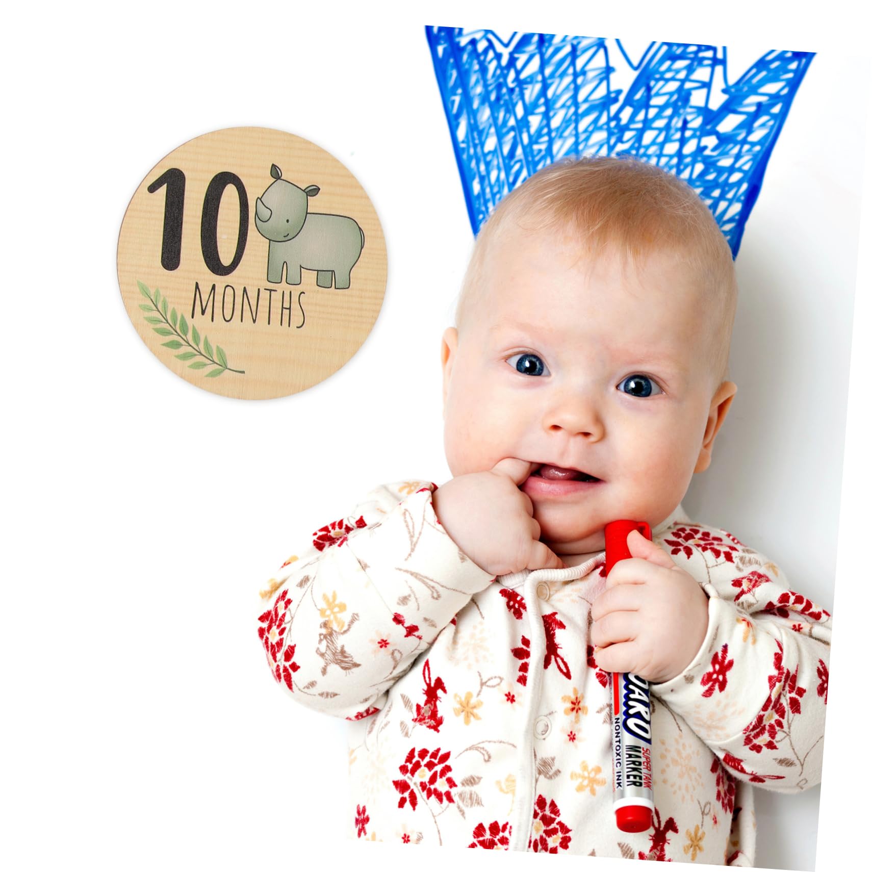HEMOTON 7-Piece Wooden Baby Month Milestone Cards - Newborn Welcome Sign & Nursery Photo Props for 0-12 Months - Perfect for Baby Showers, First Birthday Decorations and Monthly Photo Shoots